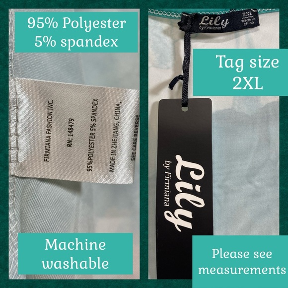 2X NWT LILY BY FIRMIANA IVORY & WATERCOLOR BLUES FLORAL BLOUSE TIE BOTTOM - Picture 9 of 14